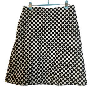 Boden Black & White Polka Dot Preppy Dark Academia Wool Blend A-Line Skirt